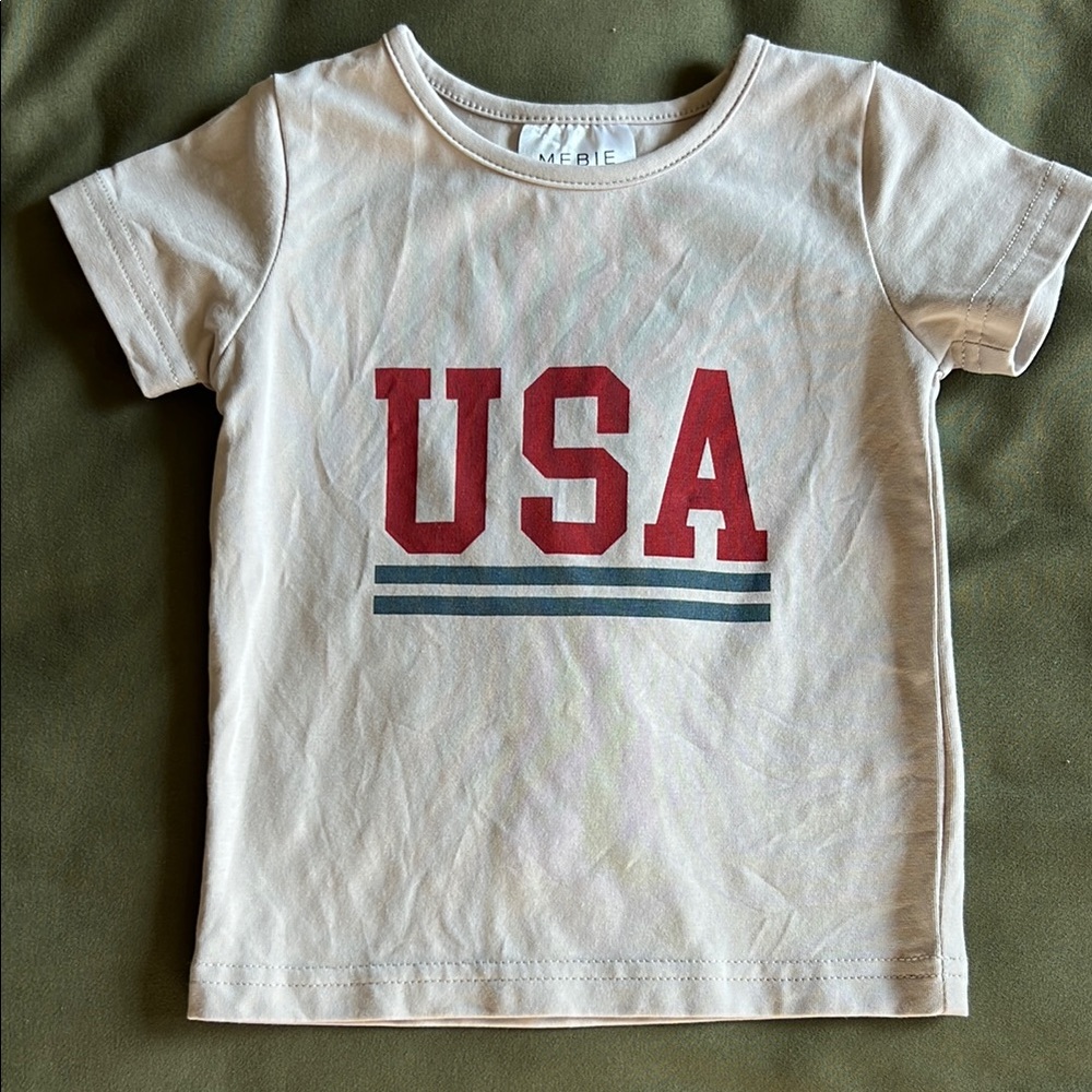 {MEBIE BABY} USA tee tan gray color 6-12m